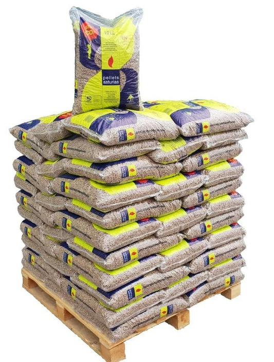 Pellets Asturias 1 palet con 72 bolsas Enplus certificado 15 kg