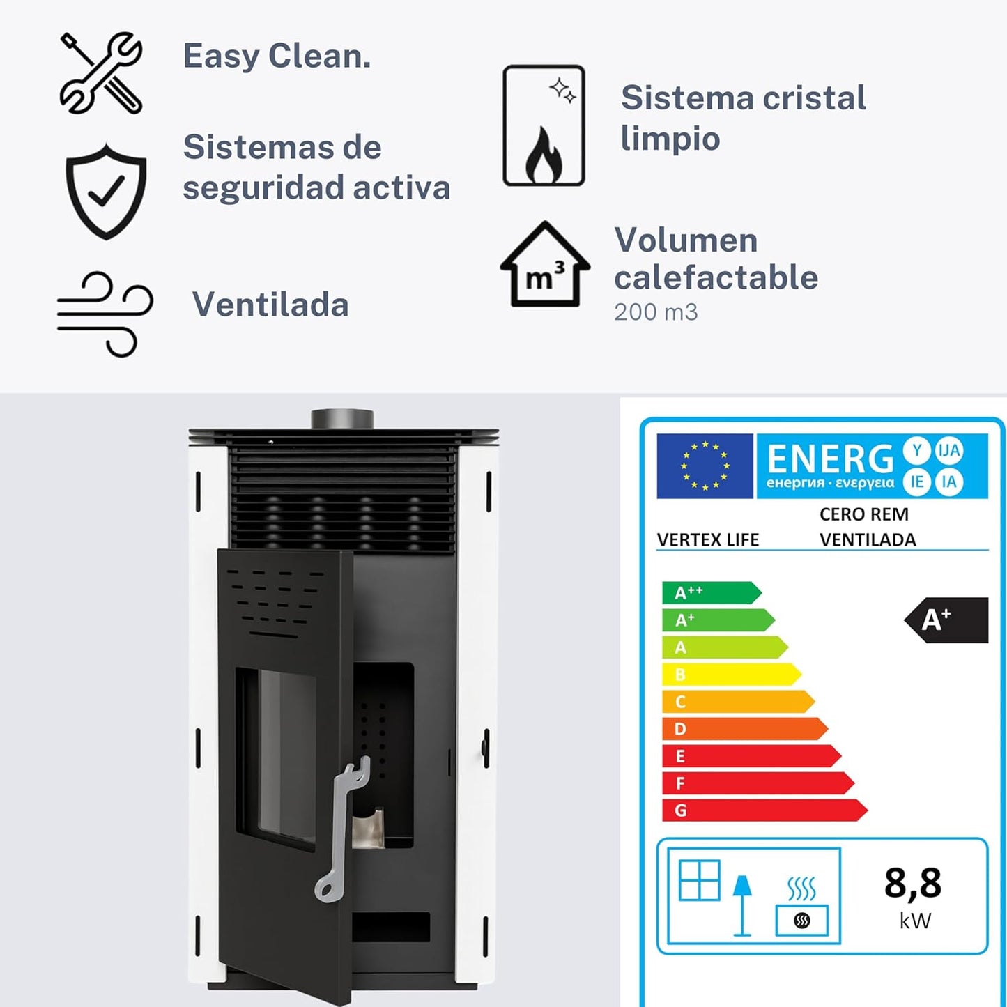 Estufa de pellets ventilada Cero REM