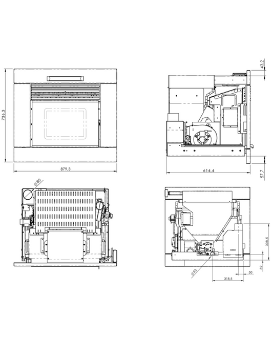 Kanalisierbarer Einsatz 12kW + kostenloser INOX-Kamin - Llaima